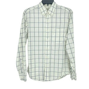 J. Crew White and Blue Checkered Casual Button Down Shirt
